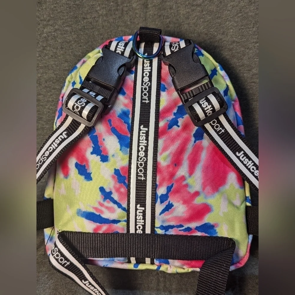 Justice mini tye-dye bag with cool striped straps, - Picture 9 of 12
